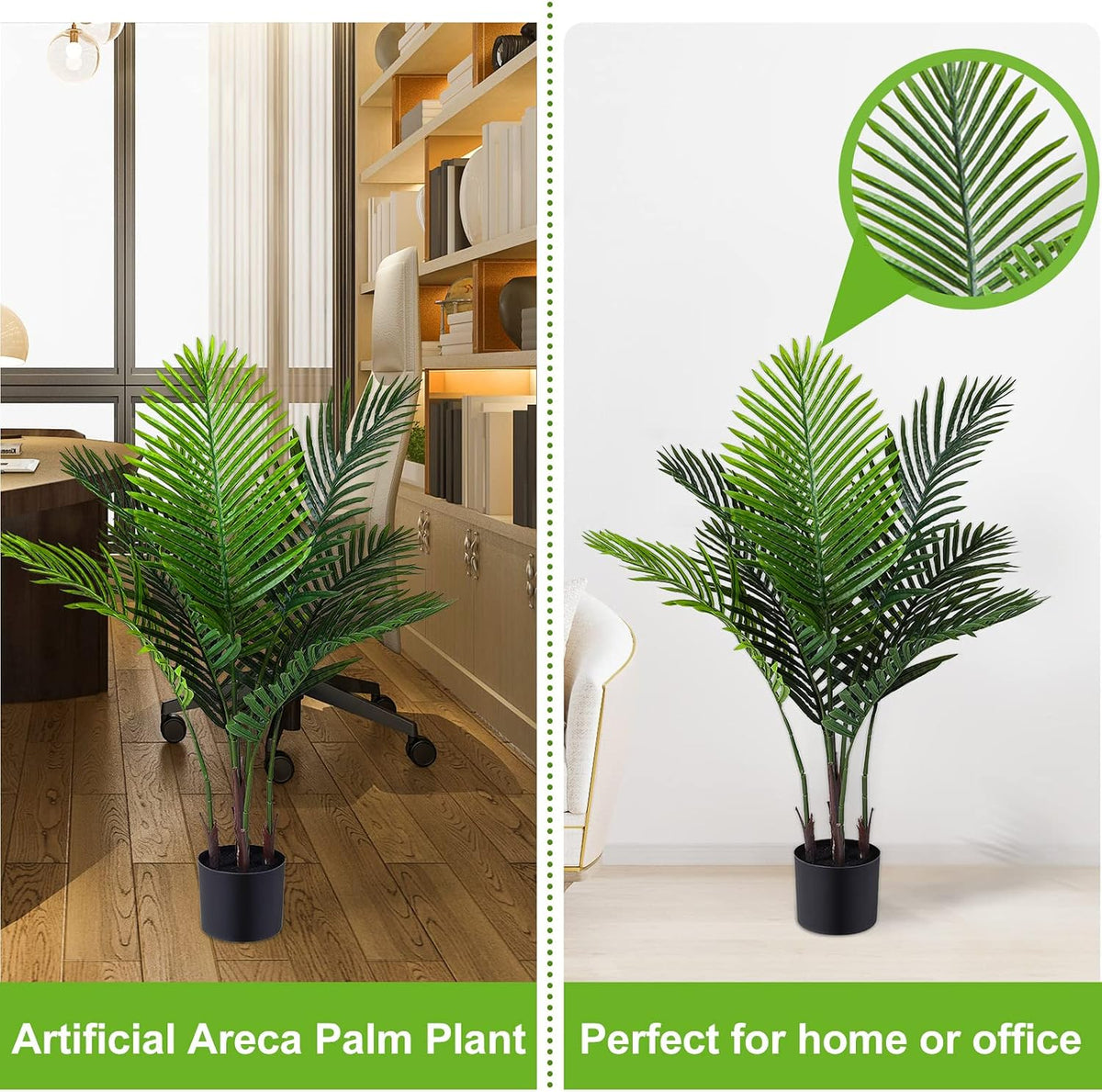 4 Pack Artificial Palm Trees 3Ft, Fake Plants Fake Trees Artificial Areca Palm Plants for Outdoor Indoor Faux Tree in Pot for Pool Home Decor Office Housewarming Gift Modern Decoration