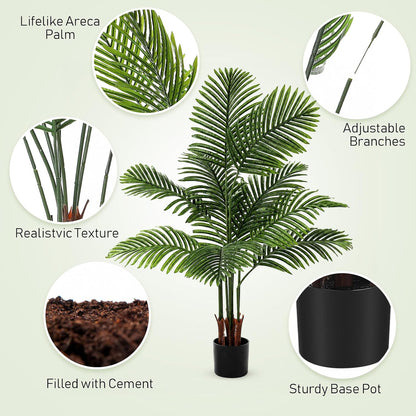 4 Pack Artificial Palm Trees 3Ft, Fake Plants Fake Trees Artificial Areca Palm Plants for Outdoor Indoor Faux Tree in Pot for Pool Home Decor Office Housewarming Gift Modern Decoration