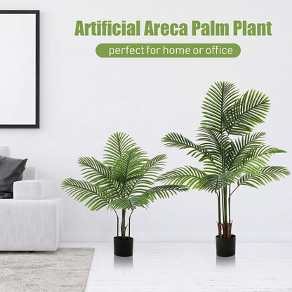 4 Pack Artificial Palm Trees 3Ft, Fake Plants Fake Trees Artificial Areca Palm Plants for Outdoor Indoor Faux Tree in Pot for Pool Home Decor Office Housewarming Gift Modern Decoration