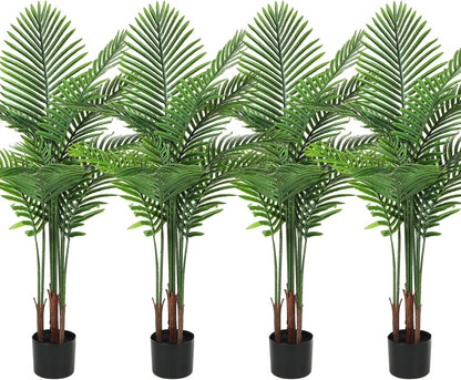 4 Pack Artificial Palm Trees 3Ft, Fake Plants Fake Trees Artificial Areca Palm Plants for Outdoor Indoor Faux Tree in Pot for Pool Home Decor Office Housewarming Gift Modern Decoration