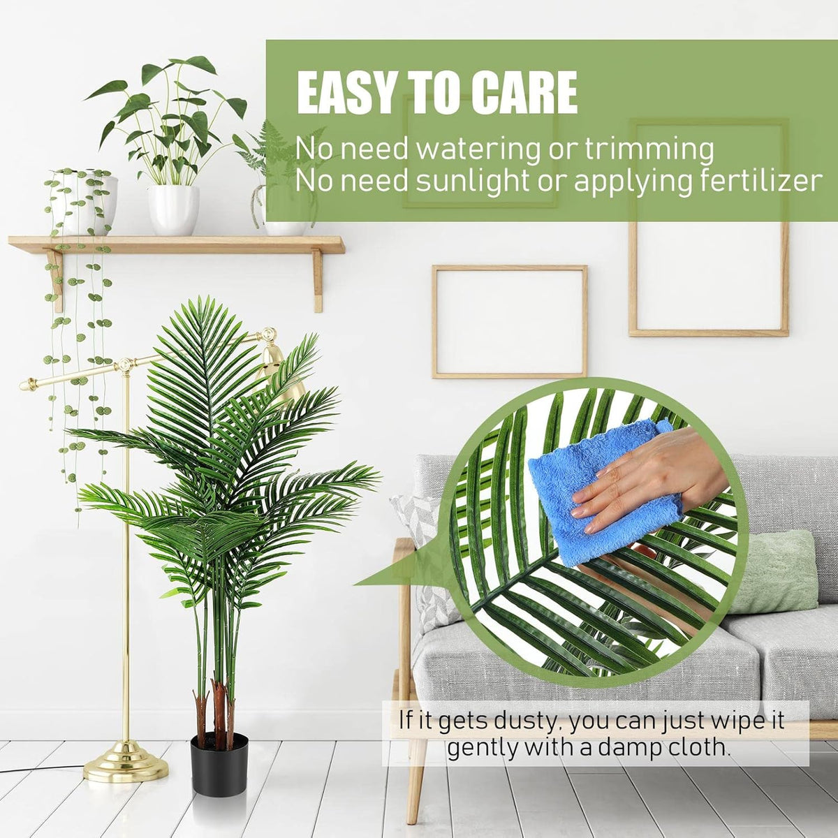 4 Pack Artificial Palm Trees 3Ft, Fake Plants Fake Trees Artificial Areca Palm Plants for Outdoor Indoor Faux Tree in Pot for Pool Home Decor Office Housewarming Gift Modern Decoration