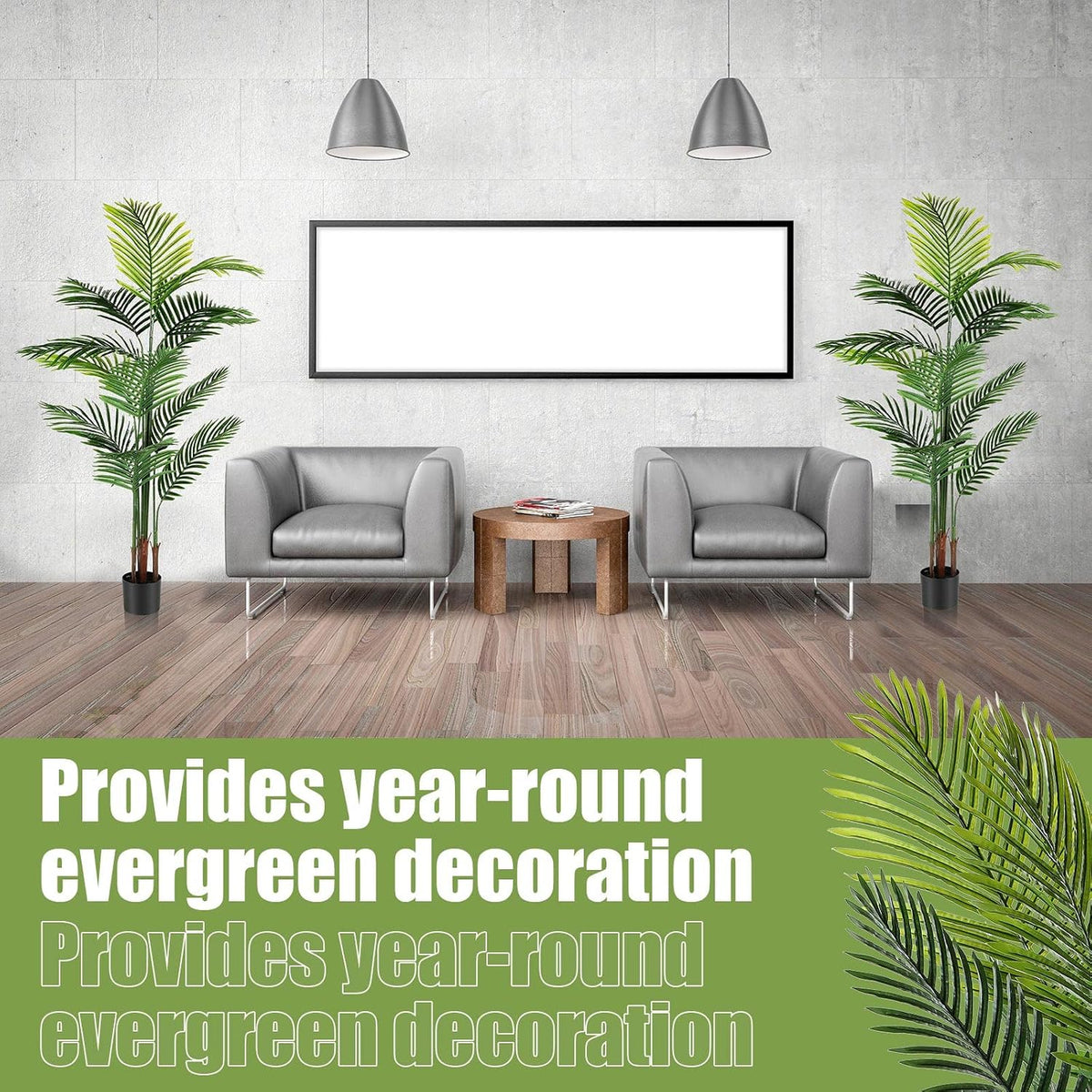 4 Pack Artificial Palm Trees 3Ft, Fake Plants Fake Trees Artificial Areca Palm Plants for Outdoor Indoor Faux Tree in Pot for Pool Home Decor Office Housewarming Gift Modern Decoration
