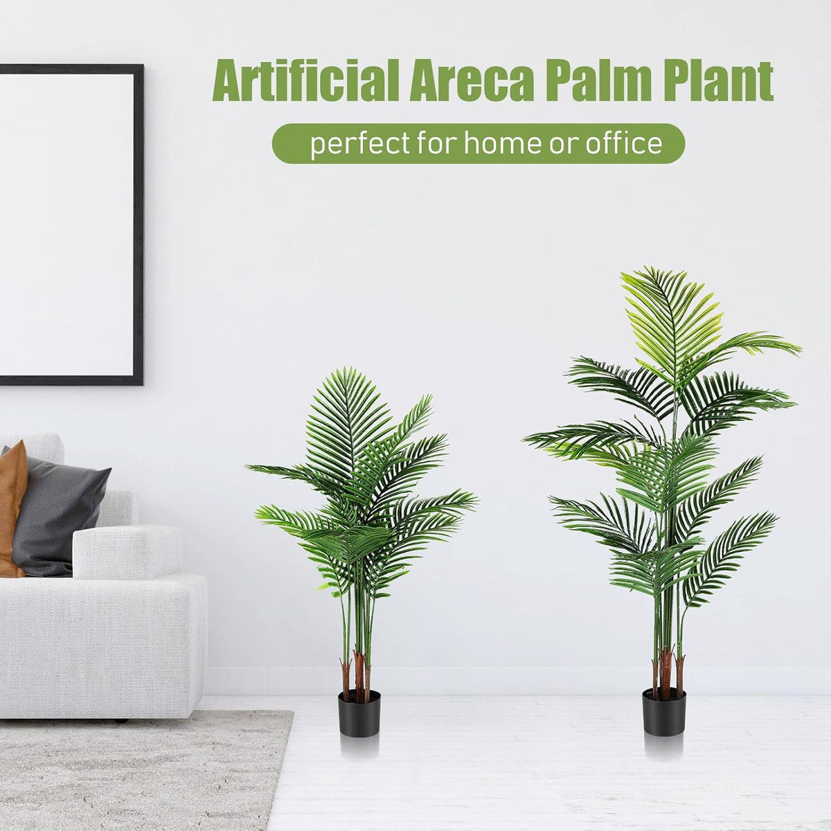 4 Pack Artificial Palm Trees 3Ft, Fake Plants Fake Trees Artificial Areca Palm Plants for Outdoor Indoor Faux Tree in Pot for Pool Home Decor Office Housewarming Gift Modern Decoration