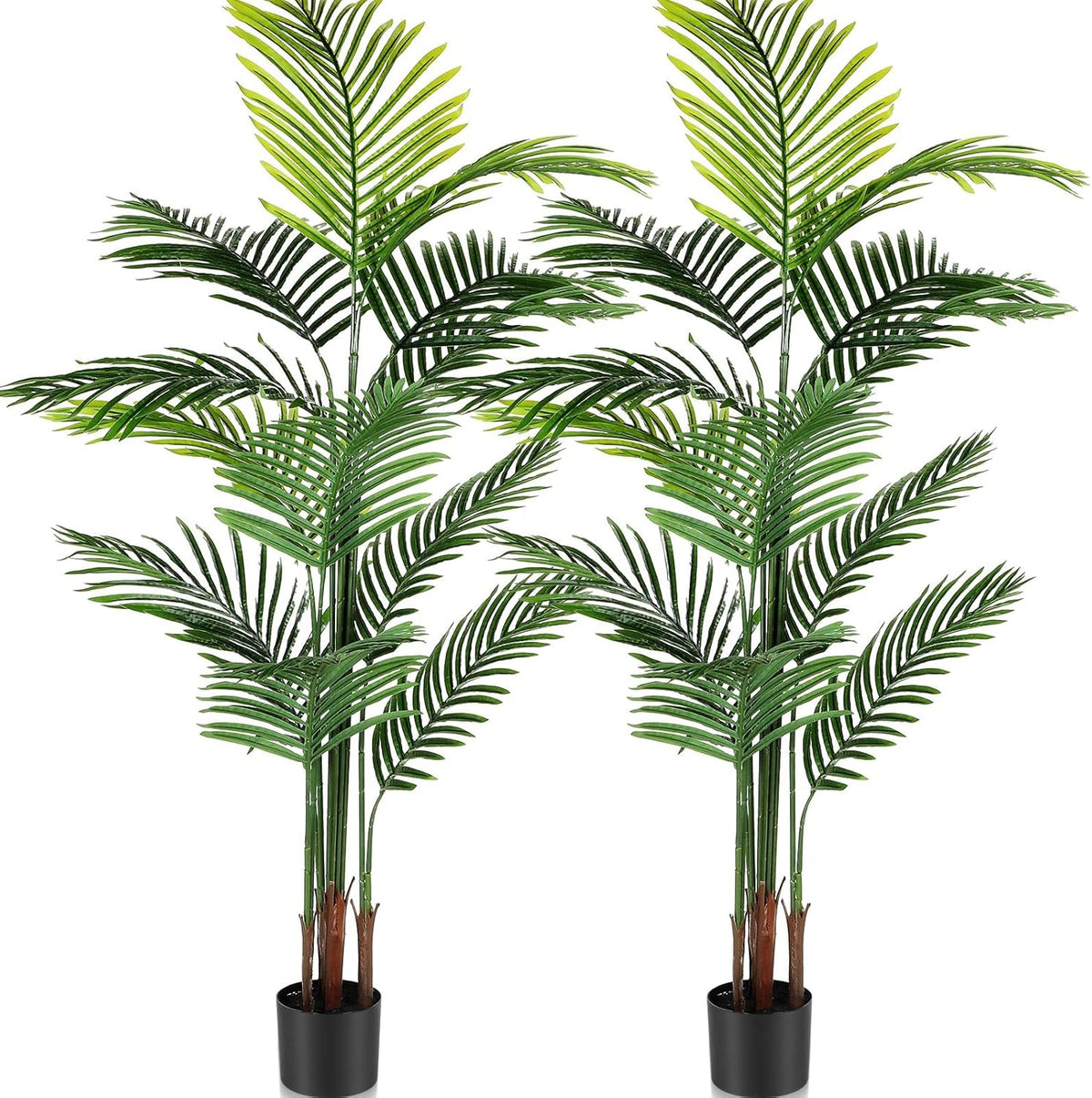 4 Pack Artificial Palm Trees 3Ft, Fake Plants Fake Trees Artificial Areca Palm Plants for Outdoor Indoor Faux Tree in Pot for Pool Home Decor Office Housewarming Gift Modern Decoration
