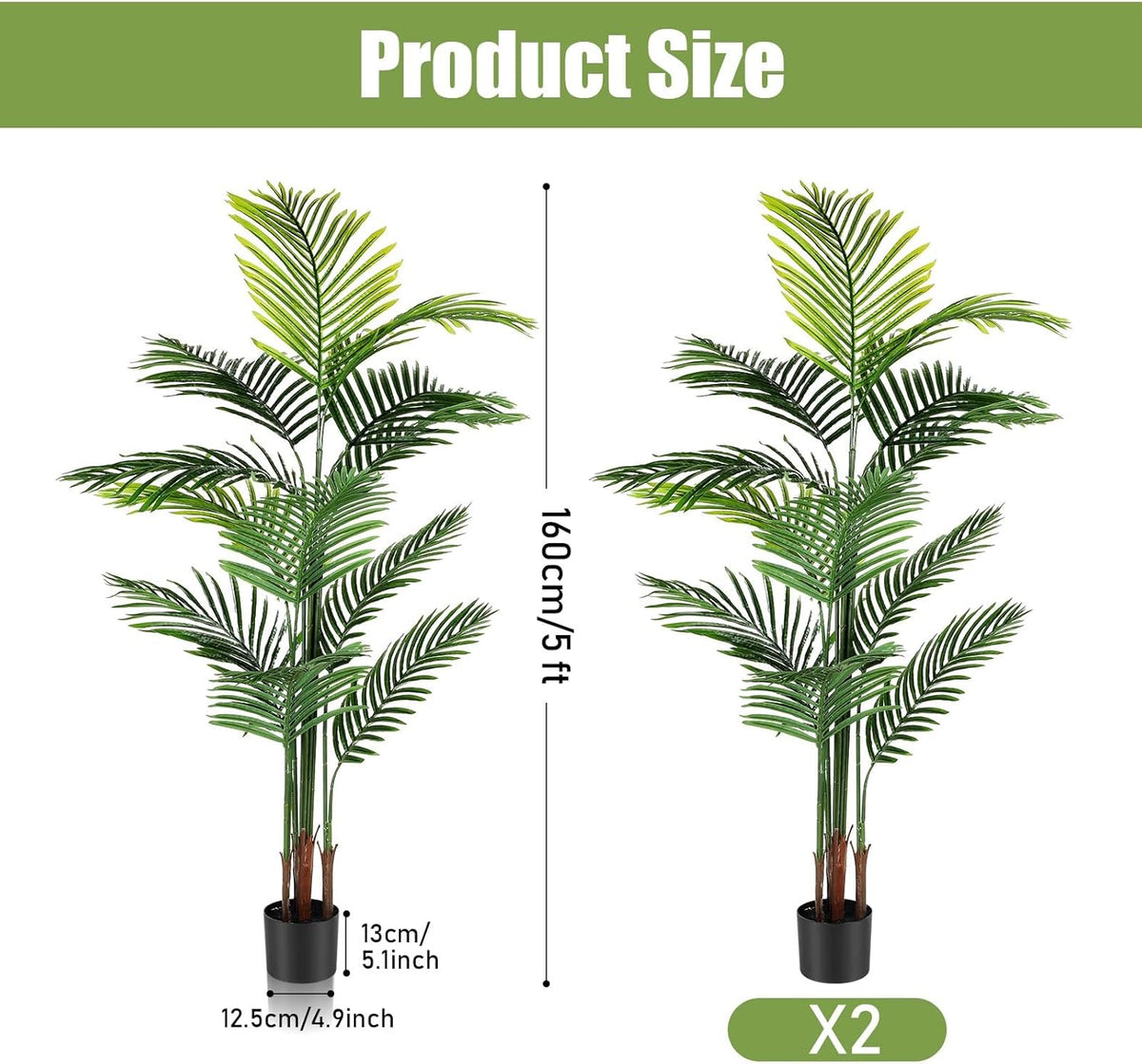 4 Pack Artificial Palm Trees 3Ft, Fake Plants Fake Trees Artificial Areca Palm Plants for Outdoor Indoor Faux Tree in Pot for Pool Home Decor Office Housewarming Gift Modern Decoration