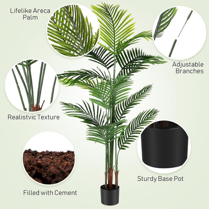 4 Pack Artificial Palm Trees 3Ft, Fake Plants Fake Trees Artificial Areca Palm Plants for Outdoor Indoor Faux Tree in Pot for Pool Home Decor Office Housewarming Gift Modern Decoration