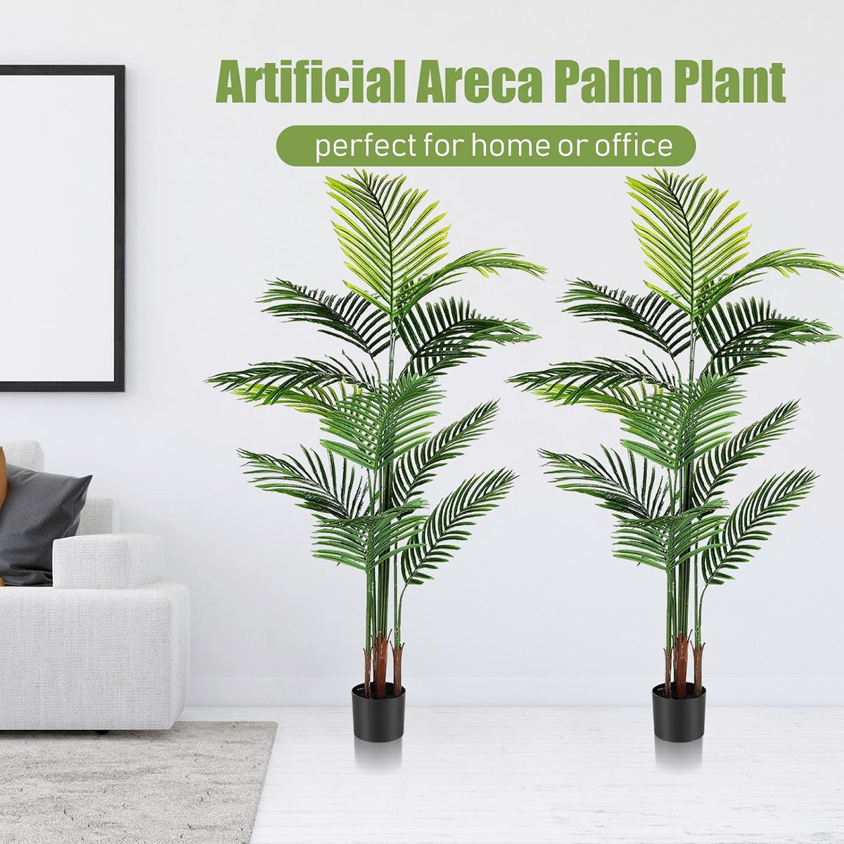 4 Pack Artificial Palm Trees 3Ft, Fake Plants Fake Trees Artificial Areca Palm Plants for Outdoor Indoor Faux Tree in Pot for Pool Home Decor Office Housewarming Gift Modern Decoration