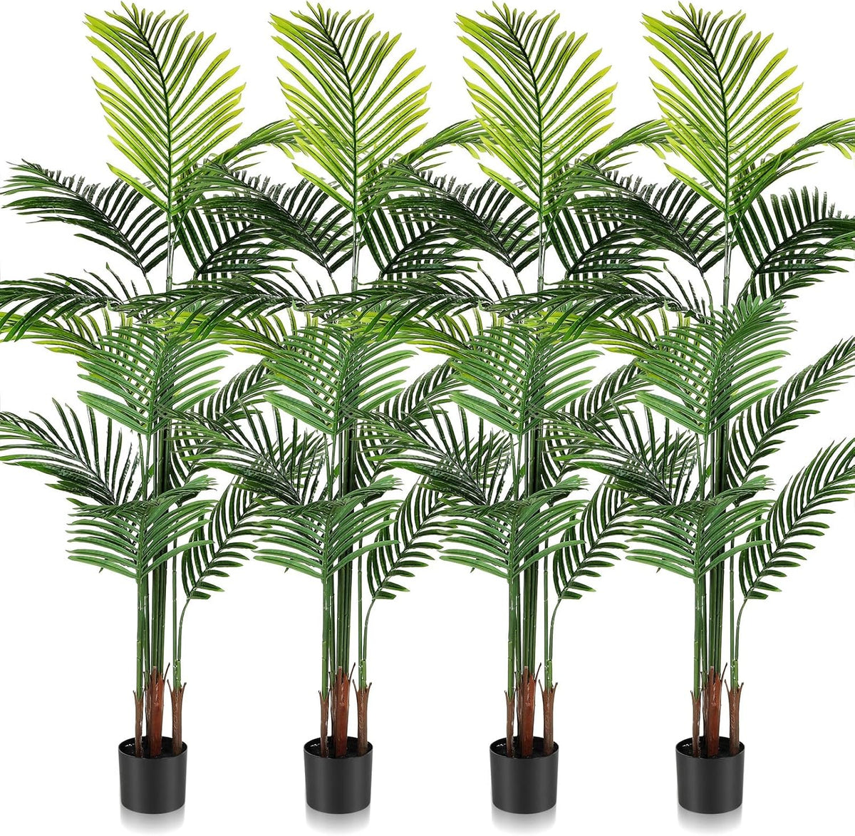 4 Pack Artificial Palm Trees 3Ft, Fake Plants Fake Trees Artificial Areca Palm Plants for Outdoor Indoor Faux Tree in Pot for Pool Home Decor Office Housewarming Gift Modern Decoration