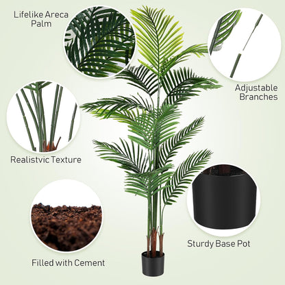 4 Pack Artificial Palm Trees 3Ft, Fake Plants Fake Trees Artificial Areca Palm Plants for Outdoor Indoor Faux Tree in Pot for Pool Home Decor Office Housewarming Gift Modern Decoration