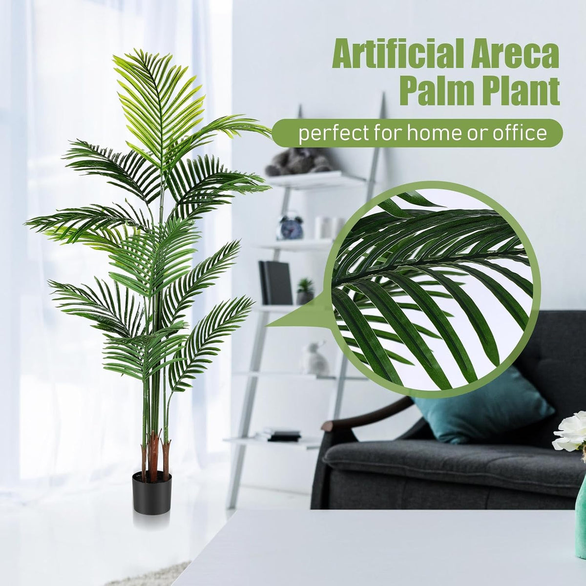 4 Pack Artificial Palm Trees 3Ft, Fake Plants Fake Trees Artificial Areca Palm Plants for Outdoor Indoor Faux Tree in Pot for Pool Home Decor Office Housewarming Gift Modern Decoration
