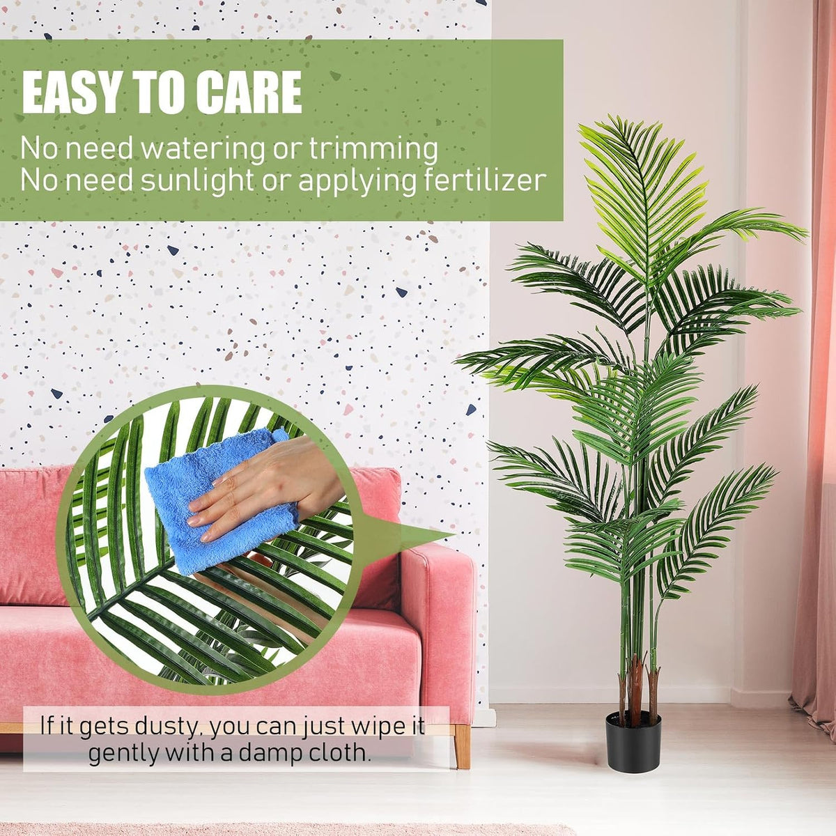 4 Pack Artificial Palm Trees 3Ft, Fake Plants Fake Trees Artificial Areca Palm Plants for Outdoor Indoor Faux Tree in Pot for Pool Home Decor Office Housewarming Gift Modern Decoration