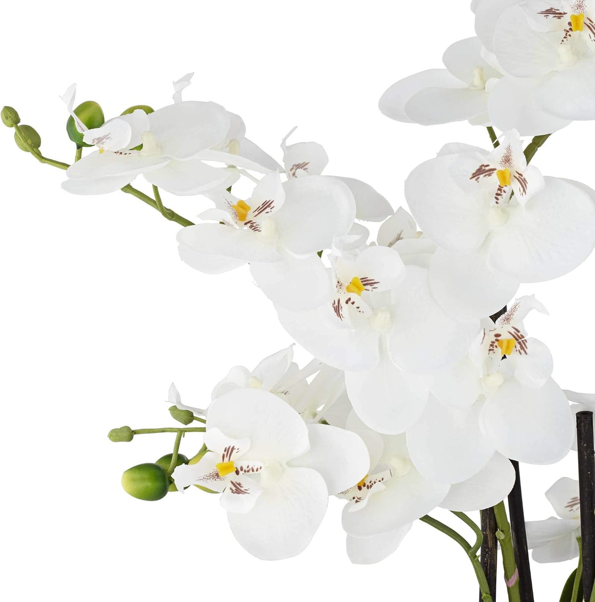 Potted Faux Artificial Flowers Arrangements Realistic White Phalaenopsis Orchid in Silver Pot Home Decoration Living Room Office Bedroom Bathroom Kitchen Dining Room 23" High