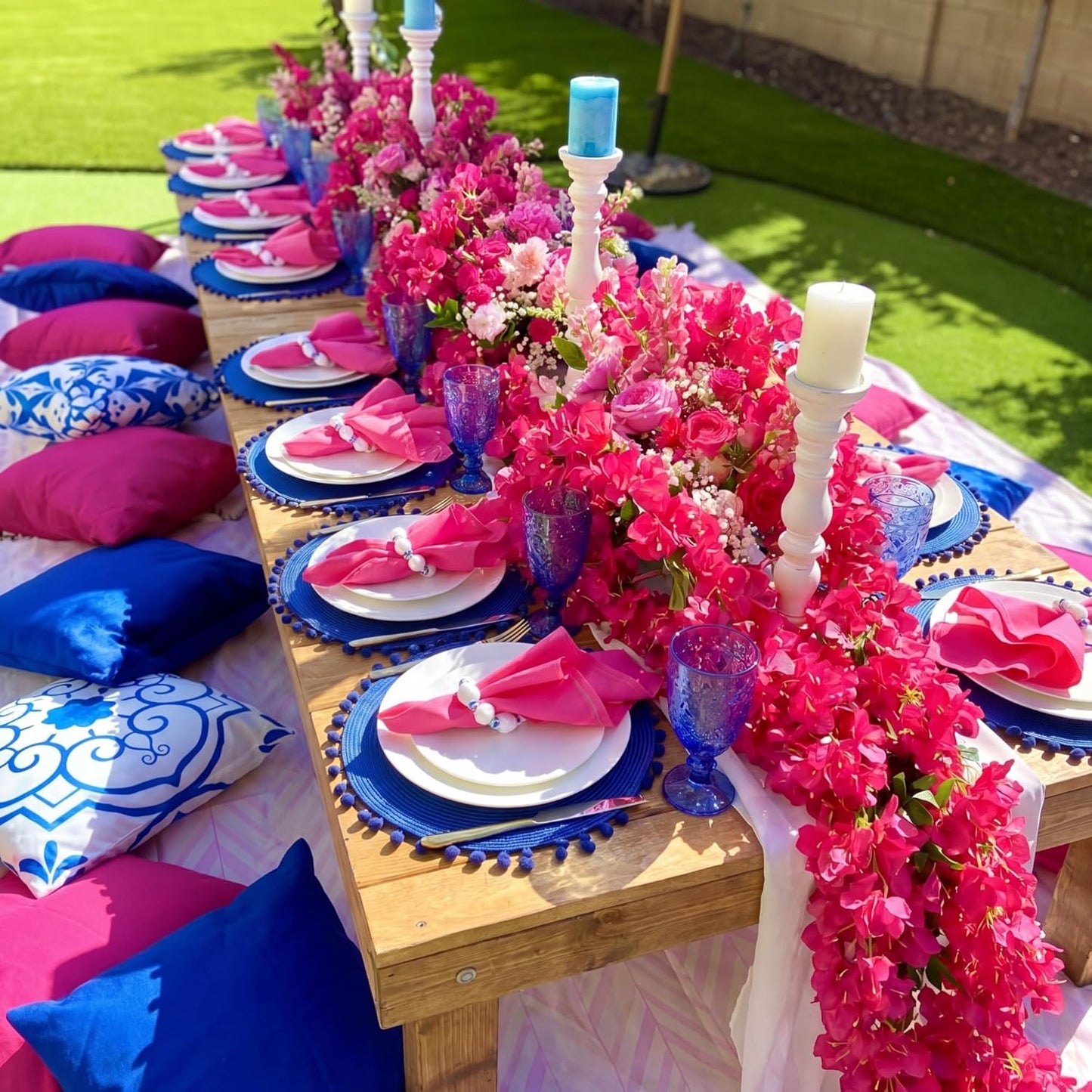 Thiccywoov 4 Pcs 5.9 ft Bougainvillea Artificial Flower Garland Faux Bougainvillea Wreaths Tropical Hawaiian Floral Vine for Bachelorette Birthday Summer Dancing Queen Party Wedding Arch Table Decor