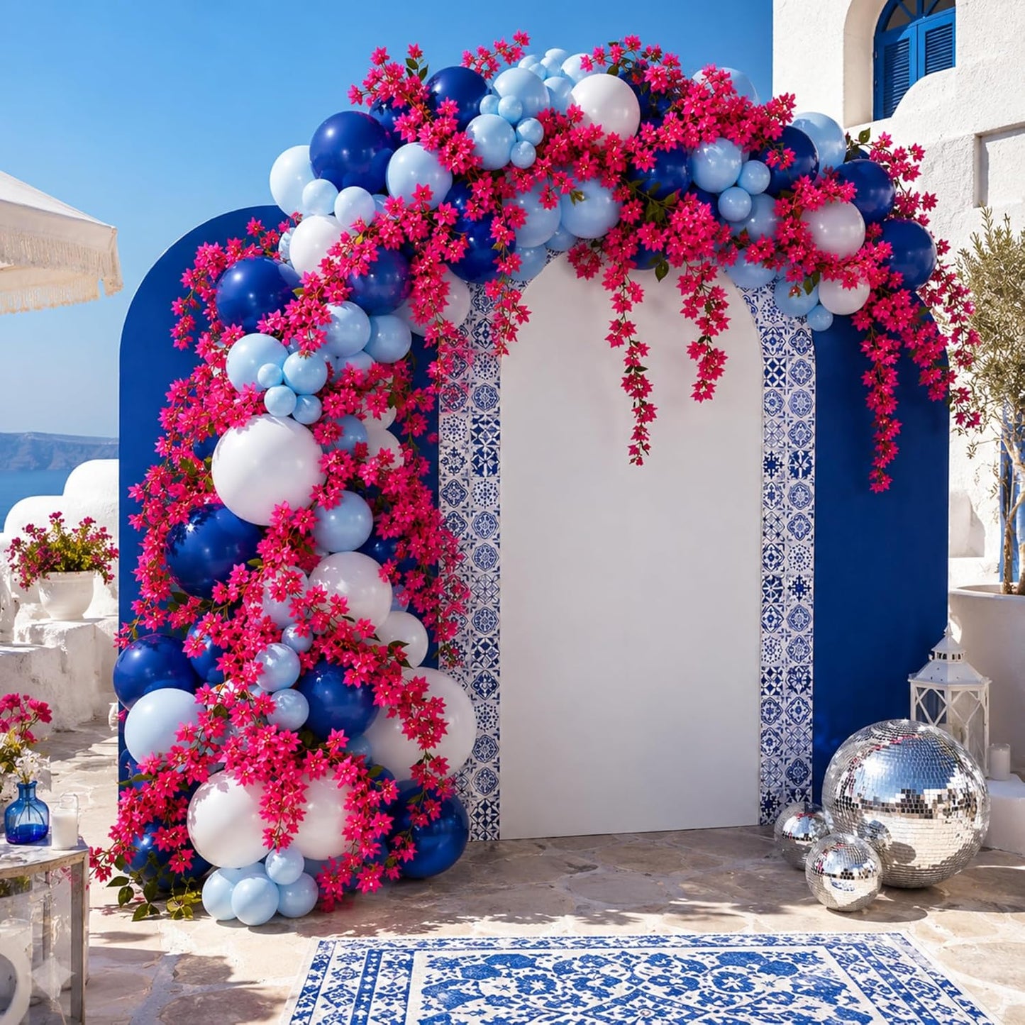 Thiccywoov 4 Pcs 5.9 ft Bougainvillea Artificial Flower Garland Faux Bougainvillea Wreaths Tropical Hawaiian Floral Vine for Bachelorette Birthday Summer Dancing Queen Party Wedding Arch Table Decor