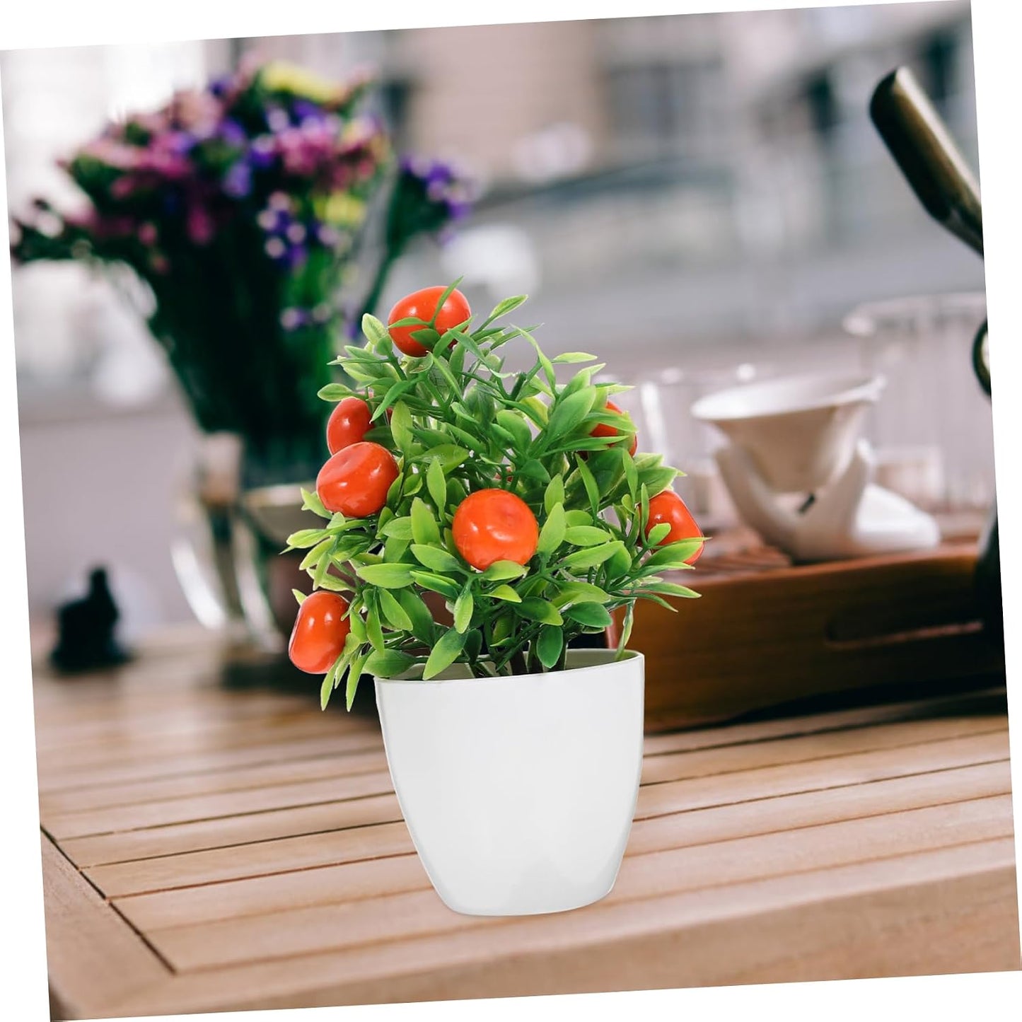 Mini Artificial Pomegranate Fruit Tree Bonsai for Decor Easy-to-Clean Fruit Tree Model
