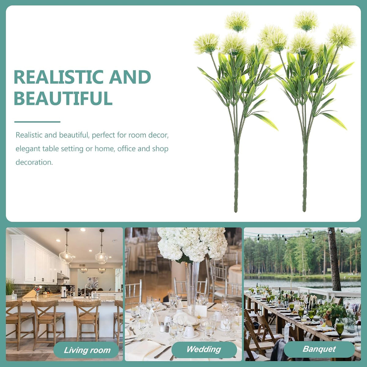 4 pcs Fake Dandelions Ornaments Artificial Dandelion Flowers 11.81 in Lifelike Faux Dandelion Picks for Vase Table Centerpieces Home Office Shop Decor