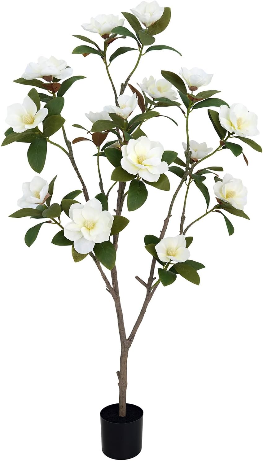 Artificial Magnolia Tree 5ft – Realistic Faux Plant with Adjustable Branches, Elegant Blooms, Easy to Assemble & Low Maintenance for Home & Office Décor