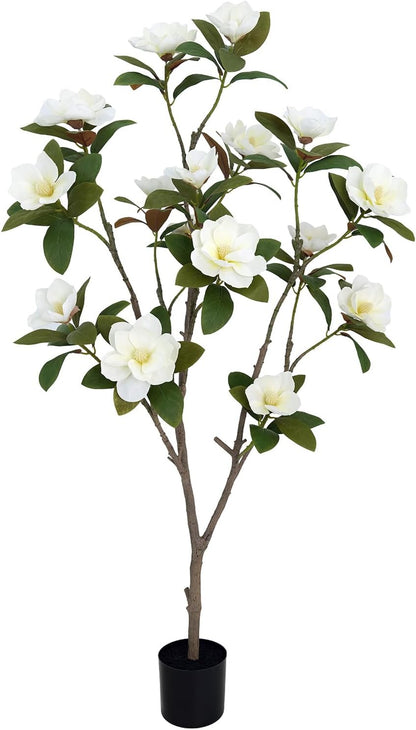 Artificial Magnolia Tree 5ft – Realistic Faux Plant with Adjustable Branches, Elegant Blooms, Easy to Assemble & Low Maintenance for Home & Office Décor