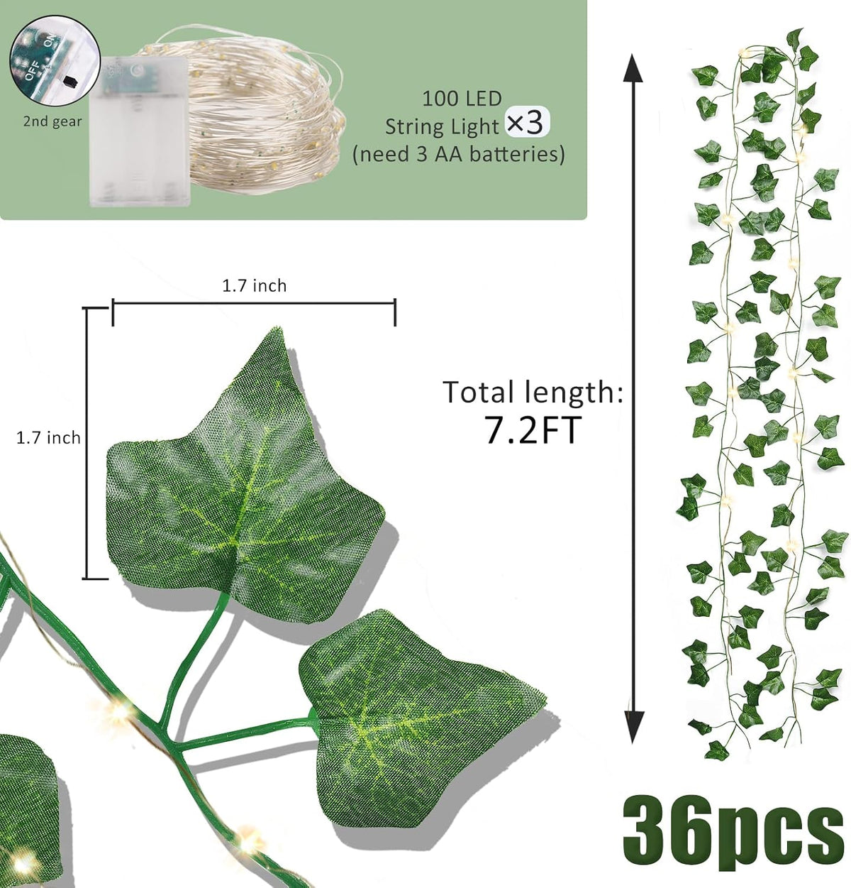 Artificial Fake Ivy Vines Garlands for Room Decor（12 Pack 86Ft）