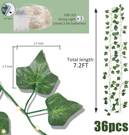 Artificial Fake Ivy Vines Garlands for Room Decor（12 Pack 86Ft）