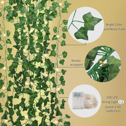 Artificial Fake Ivy Vines Garlands for Room Decor（12 Pack 86Ft）