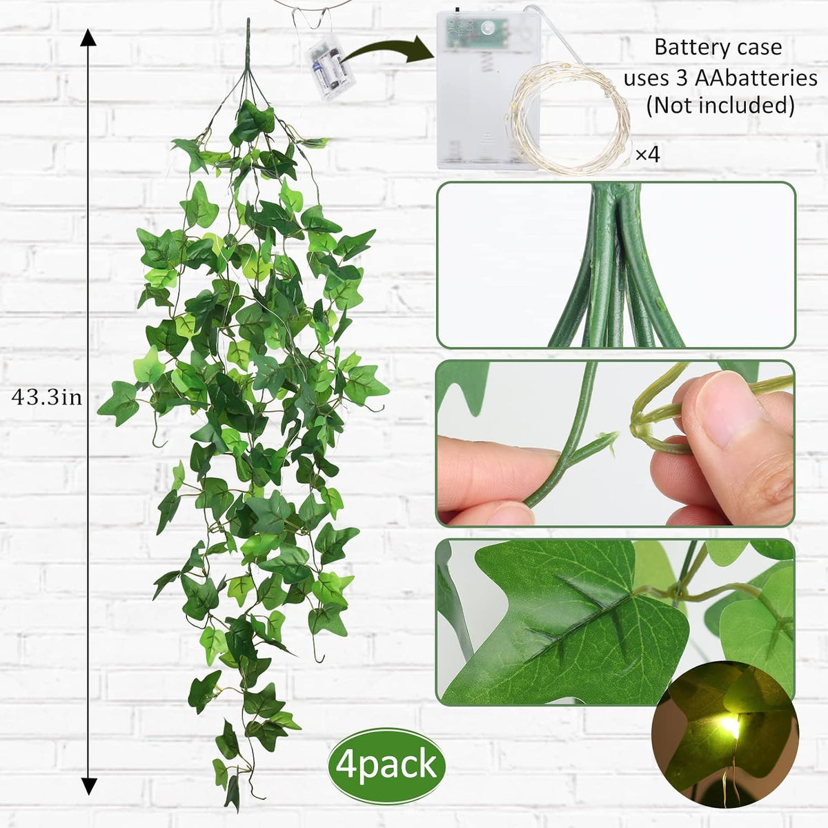 Artificial Fake Ivy Vines Garlands for Room Decor（12 Pack 86Ft）