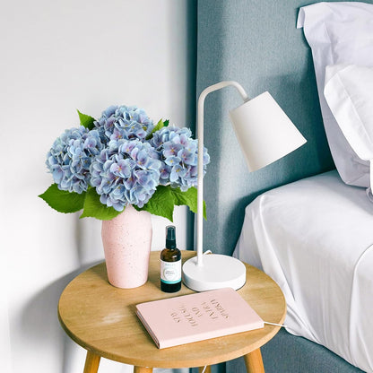 4PCS 19.6Inch Violet Blue Faux Hydrangea Artificial Flowers Silk Latex Realistic Full Large Hydrangeas Spring Long Stem Leaves Bouquet Plants for Tall Vase Table Garden Arrangements