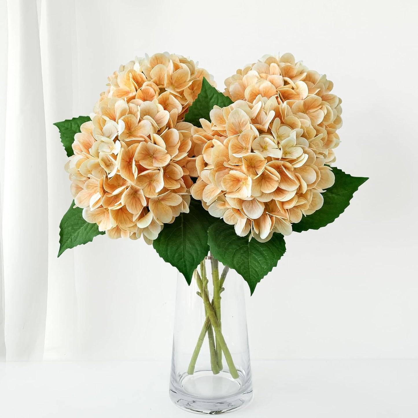4PCS 19.6Inch Violet Blue Faux Hydrangea Artificial Flowers Silk Latex Realistic Full Large Hydrangeas Spring Long Stem Leaves Bouquet Plants for Tall Vase Table Garden Arrangements