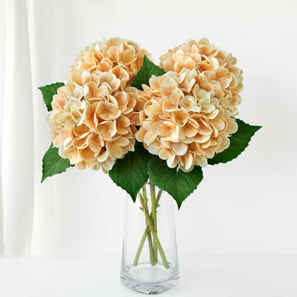 4PCS 19.6Inch Violet Blue Faux Hydrangea Artificial Flowers Silk Latex Realistic Full Large Hydrangeas Spring Long Stem Leaves Bouquet Plants for Tall Vase Table Garden Arrangements