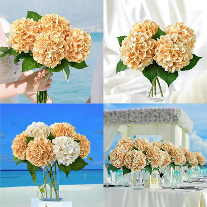4PCS 19.6Inch Violet Blue Faux Hydrangea Artificial Flowers Silk Latex Realistic Full Large Hydrangeas Spring Long Stem Leaves Bouquet Plants for Tall Vase Table Garden Arrangements