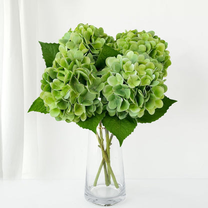 4PCS 19.6Inch Violet Blue Faux Hydrangea Artificial Flowers Silk Latex Realistic Full Large Hydrangeas Spring Long Stem Leaves Bouquet Plants for Tall Vase Table Garden Arrangements