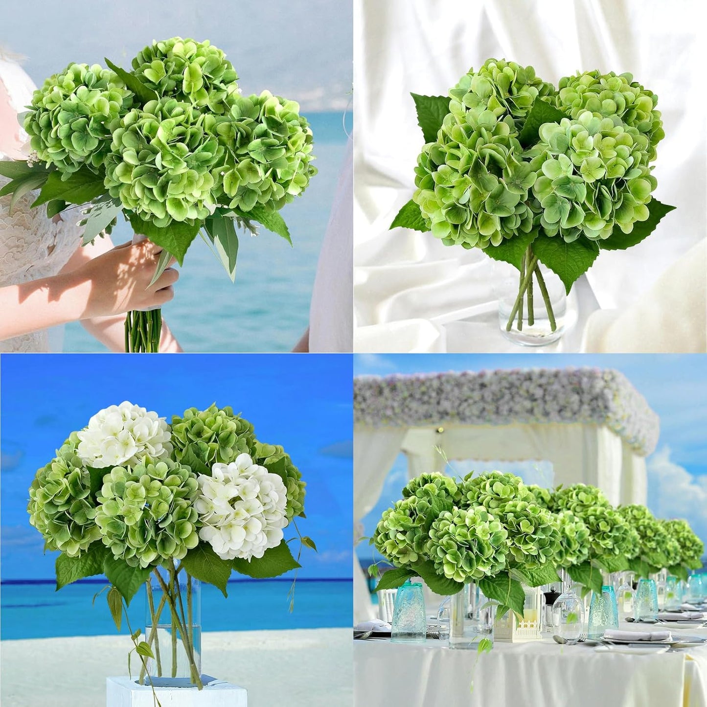 4PCS 19.6Inch Violet Blue Faux Hydrangea Artificial Flowers Silk Latex Realistic Full Large Hydrangeas Spring Long Stem Leaves Bouquet Plants for Tall Vase Table Garden Arrangements