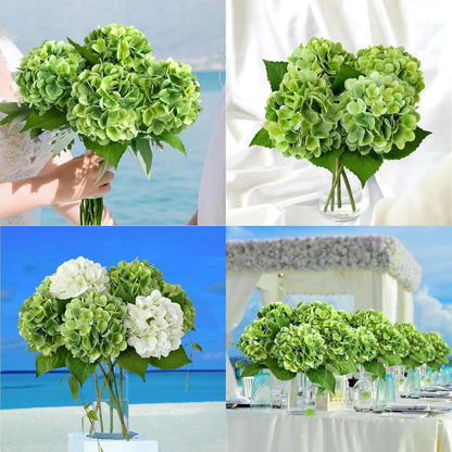 4PCS 19.6Inch Violet Blue Faux Hydrangea Artificial Flowers Silk Latex Realistic Full Large Hydrangeas Spring Long Stem Leaves Bouquet Plants for Tall Vase Table Garden Arrangements