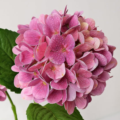 4PCS 19.6Inch Violet Blue Faux Hydrangea Artificial Flowers Silk Latex Realistic Full Large Hydrangeas Spring Long Stem Leaves Bouquet Plants for Tall Vase Table Garden Arrangements