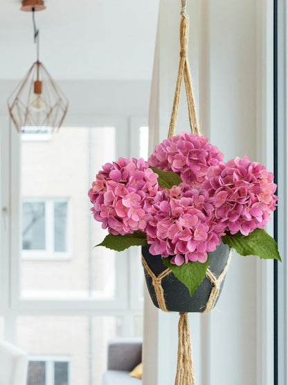 4PCS 19.6Inch Violet Blue Faux Hydrangea Artificial Flowers Silk Latex Realistic Full Large Hydrangeas Spring Long Stem Leaves Bouquet Plants for Tall Vase Table Garden Arrangements