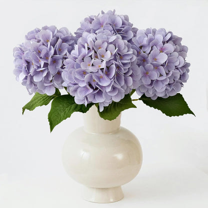 4PCS 19.6Inch Violet Blue Faux Hydrangea Artificial Flowers Silk Latex Realistic Full Large Hydrangeas Spring Long Stem Leaves Bouquet Plants for Tall Vase Table Garden Arrangements