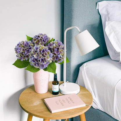 4PCS 19.6Inch Violet Blue Faux Hydrangea Artificial Flowers Silk Latex Realistic Full Large Hydrangeas Spring Long Stem Leaves Bouquet Plants for Tall Vase Table Garden Arrangements