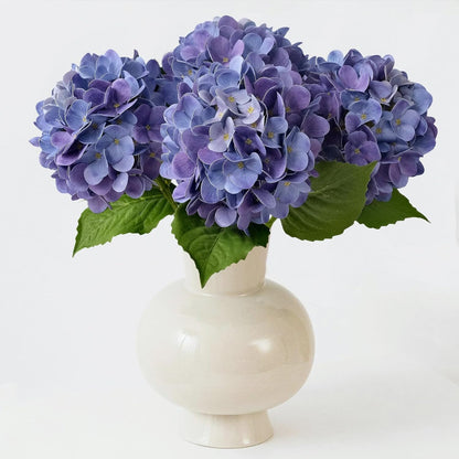 4PCS 19.6Inch Violet Blue Faux Hydrangea Artificial Flowers Silk Latex Realistic Full Large Hydrangeas Spring Long Stem Leaves Bouquet Plants for Tall Vase Table Garden Arrangements