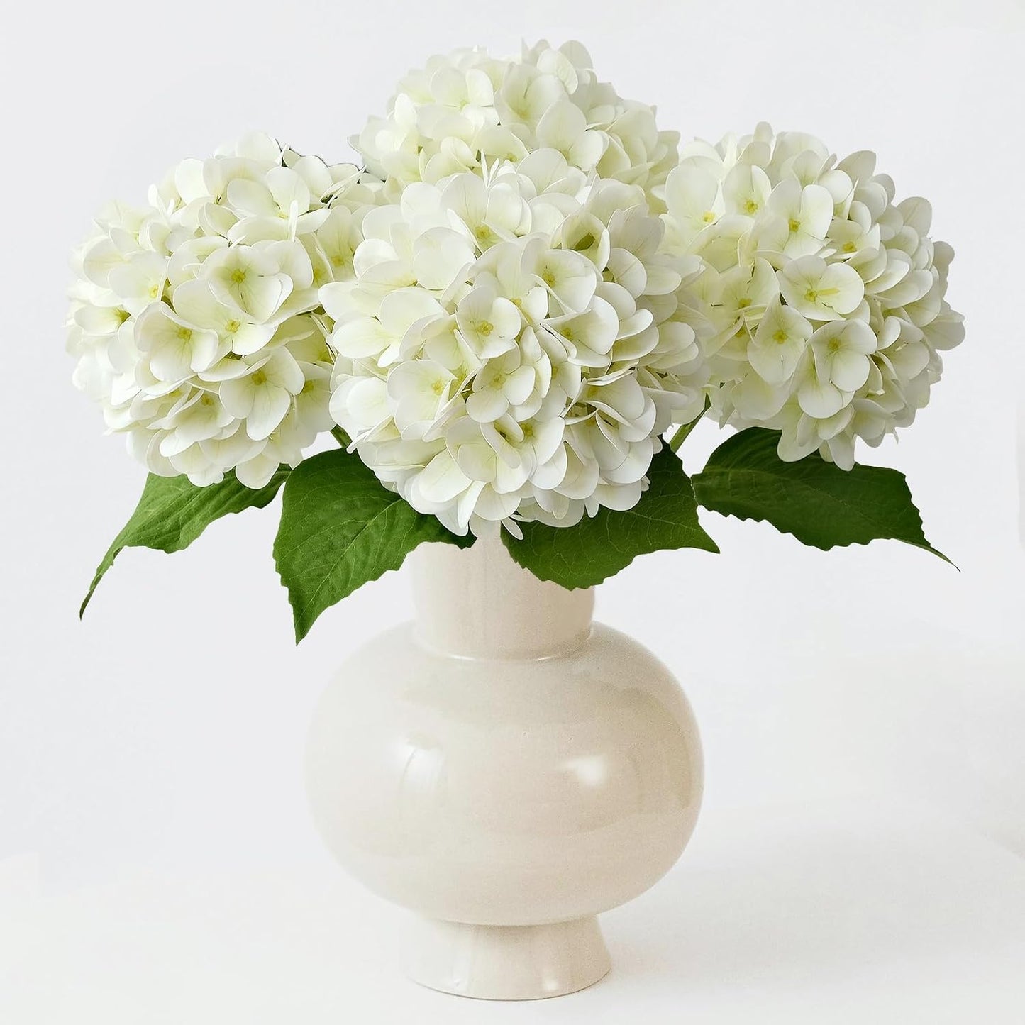 4PCS 19.6Inch Violet Blue Faux Hydrangea Artificial Flowers Silk Latex Realistic Full Large Hydrangeas Spring Long Stem Leaves Bouquet Plants for Tall Vase Table Garden Arrangements