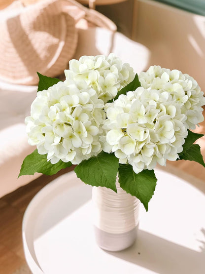 4PCS 19.6Inch Violet Blue Faux Hydrangea Artificial Flowers Silk Latex Realistic Full Large Hydrangeas Spring Long Stem Leaves Bouquet Plants for Tall Vase Table Garden Arrangements