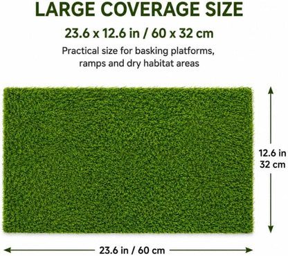 Artificial Grass Mat for Reptile Habitats, 23.6 x 12.6 in Replacement Grass Pad for Turtle Basking Platforms, Terrariums, Turtle Tanks, Lizards, Geckos and Snakes