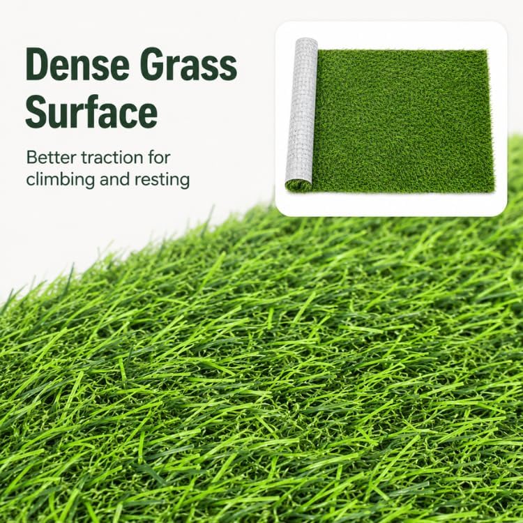 Artificial Grass Mat for Reptile Habitats, 23.6 x 12.6 in Replacement Grass Pad for Turtle Basking Platforms, Terrariums, Turtle Tanks, Lizards, Geckos and Snakes