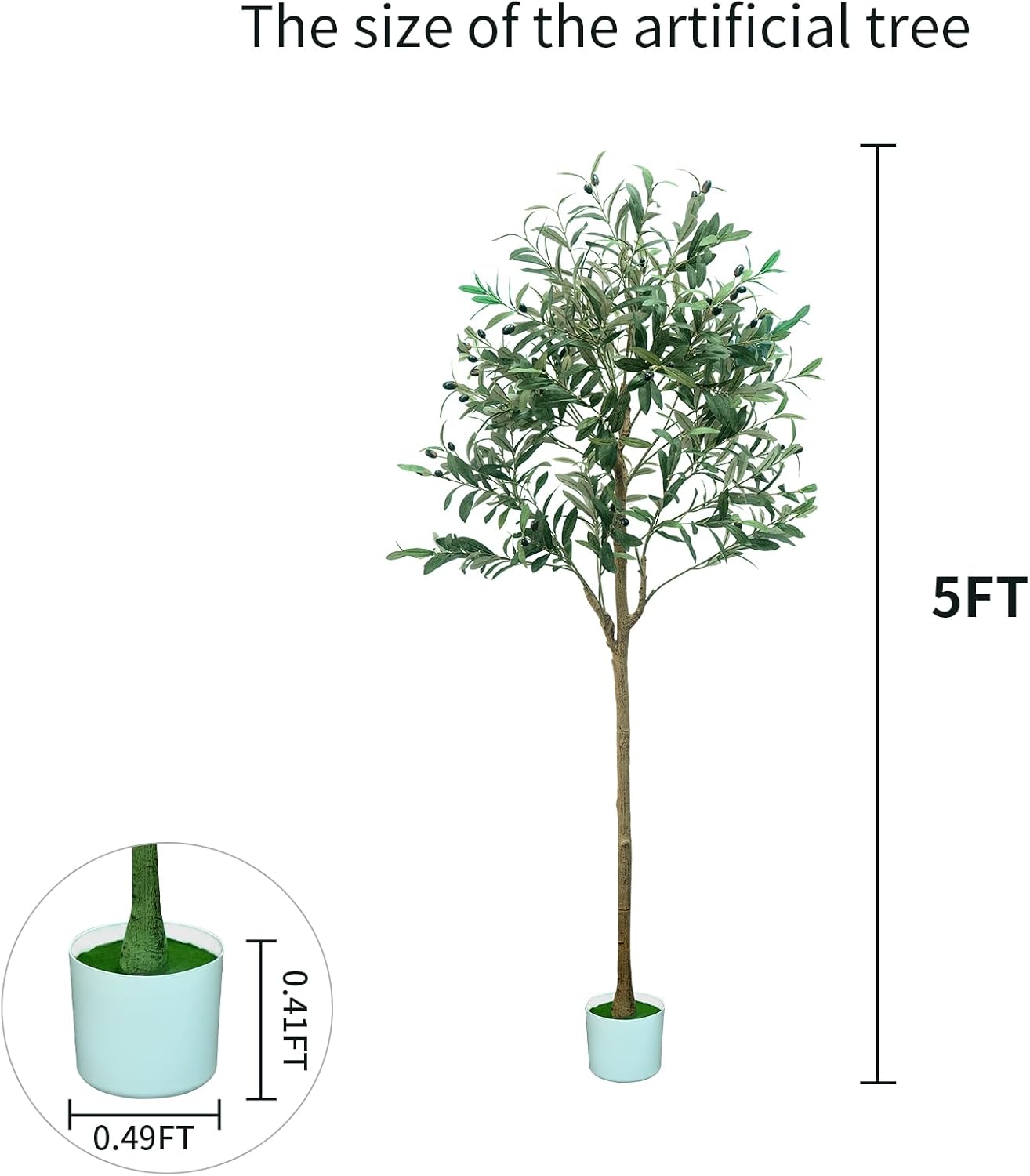 6FT Artificial Olive Tree,Artificial Plants Indoor,Faux Olive Tree Indoor with Natural Wood Trunk and Realistic Leaves and Fruits for Home Office Decor