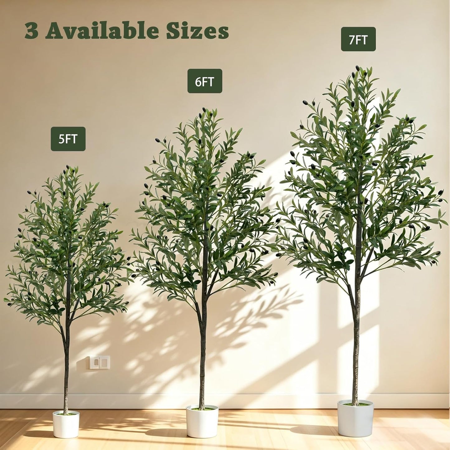 6FT Artificial Olive Tree,Artificial Plants Indoor,Faux Olive Tree Indoor with Natural Wood Trunk and Realistic Leaves and Fruits for Home Office Decor