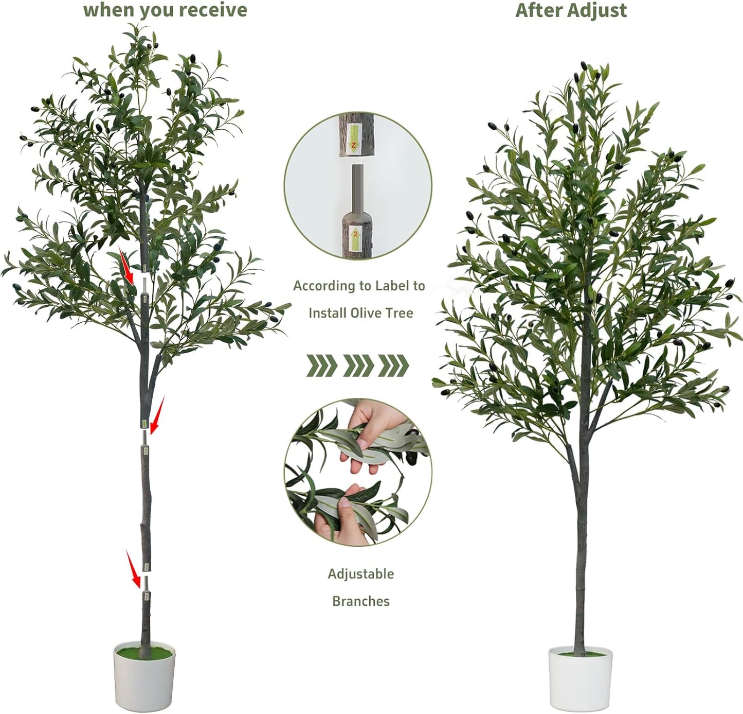 6FT Artificial Olive Tree,Artificial Plants Indoor,Faux Olive Tree Indoor with Natural Wood Trunk and Realistic Leaves and Fruits for Home Office Decor