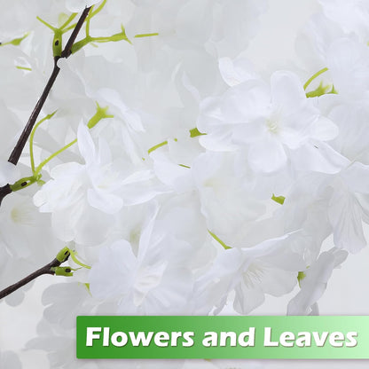Artificial Cherry Blossom Tree Fake Plants Faux Pink Sakura Flowers, 4FT | for Indoor Living Room Home House Entryway Bedroom Office Inside Decor Decorations