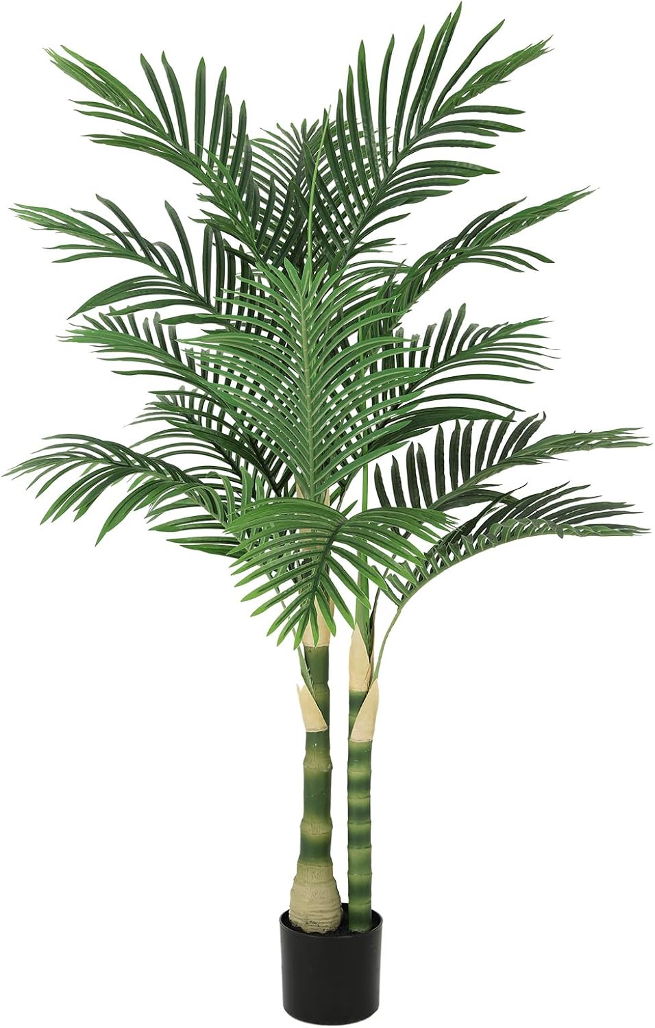 8ft Tall UV Resistant Faux Palm Tree, 96in Artificial Palm Tree Indoor Outdoor, Fake Tree with Real Bark and Realistic Leaves and for Home House Office Living Room Yard Patio.
