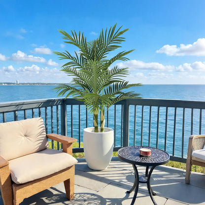 8ft Tall UV Resistant Faux Palm Tree, 96in Artificial Palm Tree Indoor Outdoor, Fake Tree with Real Bark and Realistic Leaves and for Home House Office Living Room Yard Patio.