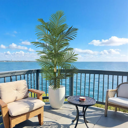 8ft Tall UV Resistant Faux Palm Tree, 96in Artificial Palm Tree Indoor Outdoor, Fake Tree with Real Bark and Realistic Leaves and for Home House Office Living Room Yard Patio.