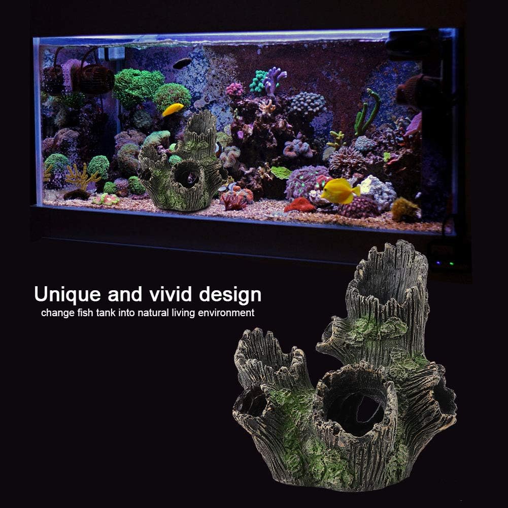 Trunk Aquarium, Aquarium Driftwood Ornaments Resin Wood Trunk Fish Tank Decoration Betta Fish Hideout Caves Decorations for Turtles, Reptiles